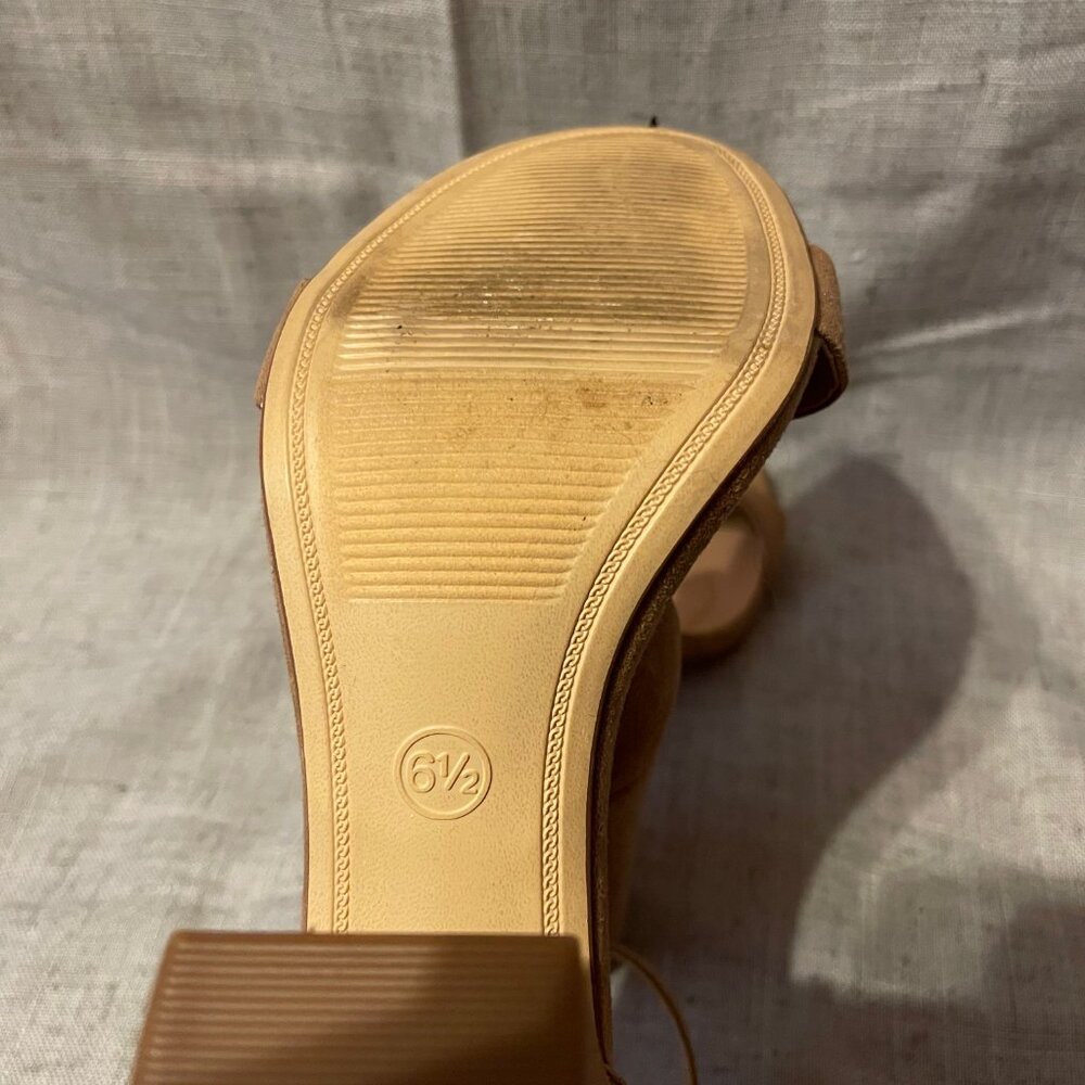 Womens A New Day Taupe Suede Open Toe Heels - Picture 6 of 6